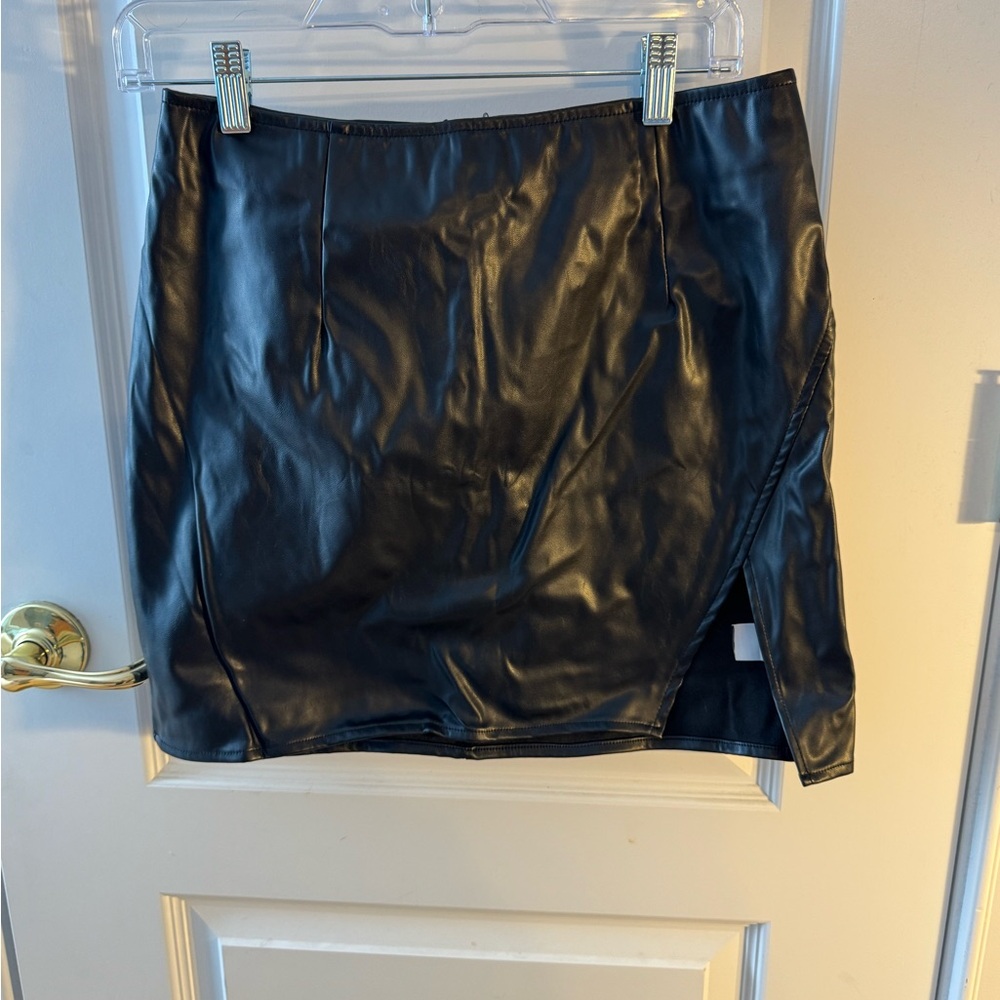 Faux leather mini with tags